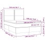 vidaXL Boxspringbett dunkelgrau 140x190 cm mit Maßen, Samtbett mit Matratze und Kopfteil.