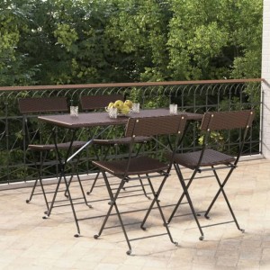 vidaXL Bistrostühle 4 Stk Klappbar Braun Poly Rattan und Stahl 3152115