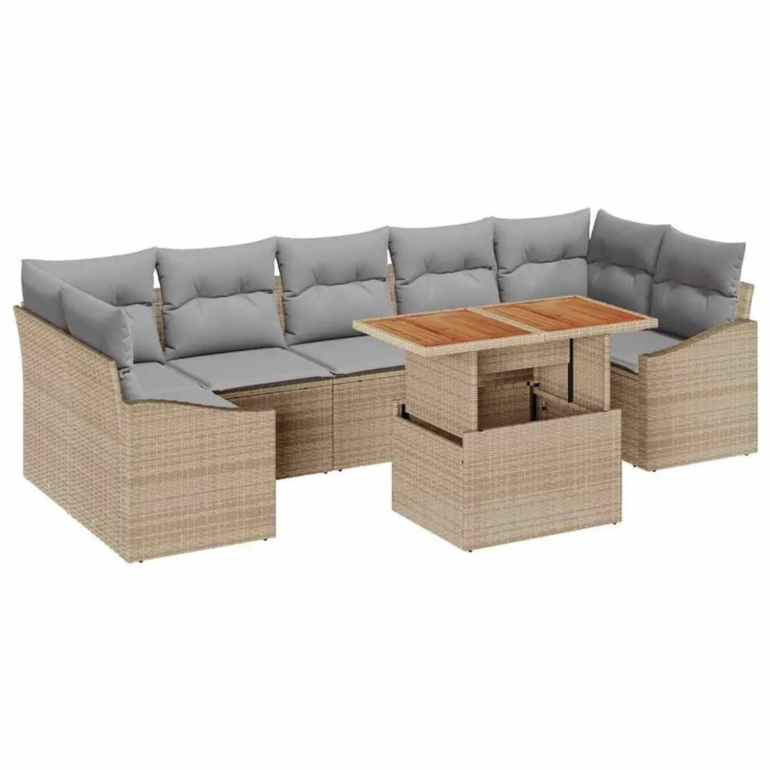vidaXL Garten Essgruppe mit Kissen 8-Tlg Beige und Grau 3349804 günstig online kaufen