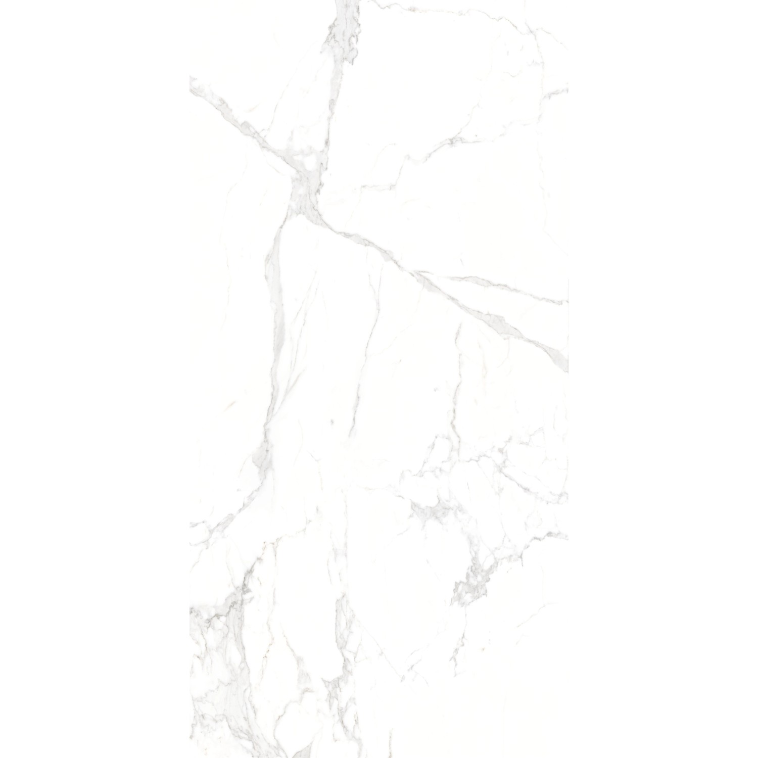 Weiße, matte Feinsteinzeug Bodenfliese, 60x120 cm, mit Marmor-Optik für Innen- und Außenbereich.