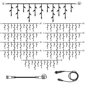 Star Trading SYSTEM 24 LED Lichtervorhang Eisregen Icicle 15m Set. Schwarze Kabel, Trafo, Zuleitung.