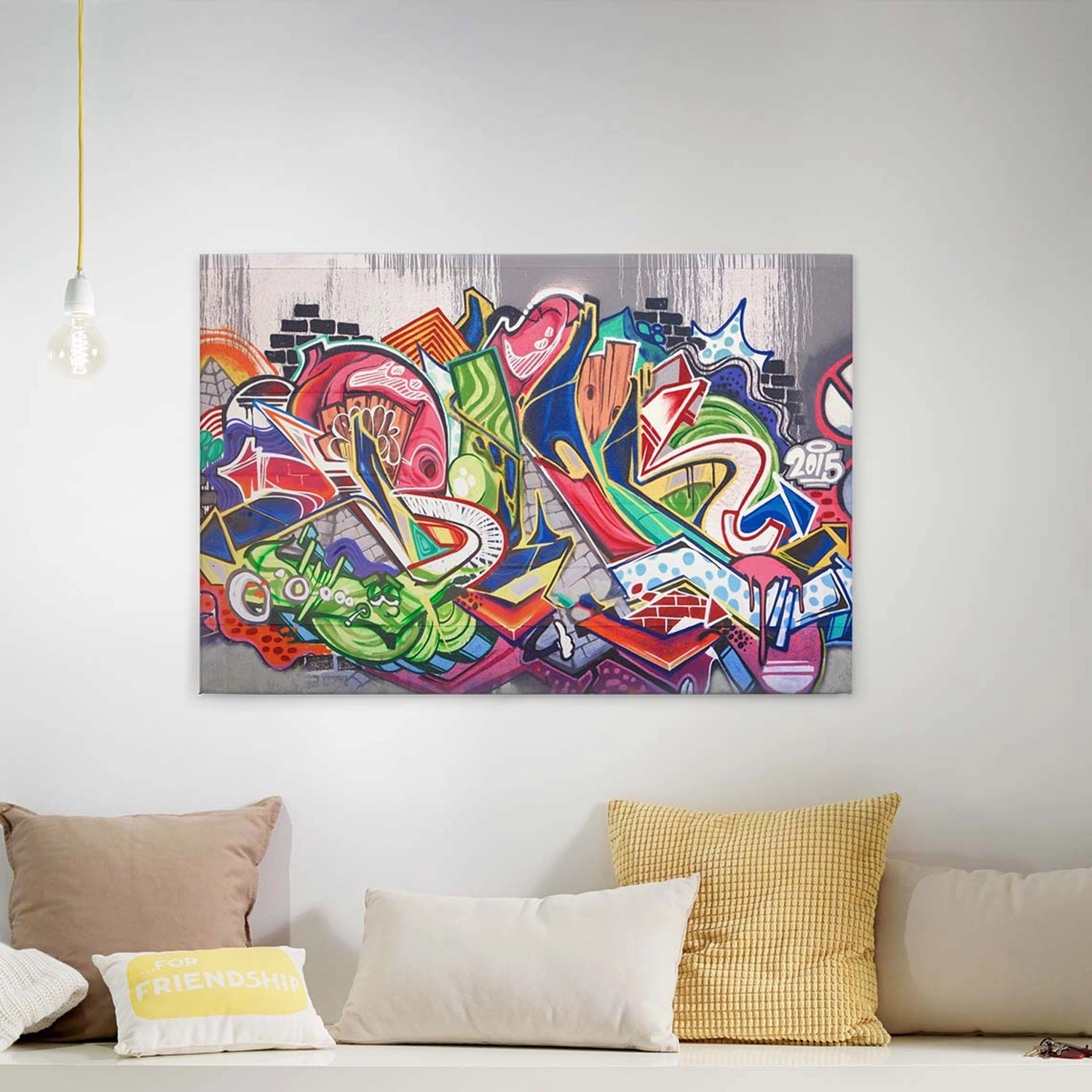 Bricoflor Graffiti Bild Auf Leinwand Bunt Street Art Wandbild Für  Wohnzimmer Und Jugendzimmer Urbanes Canvas Keilrahmenbild Für Teenager