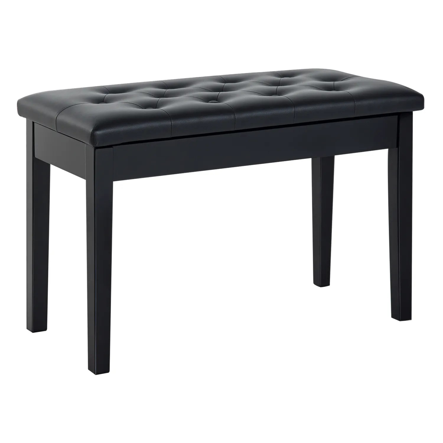 HOMCOM Klavierbank Pianobank, Massivholz Keyboardbank für Piano, Keyboard (Hocker, 1-St., Klavierhocker), Gummiholz Kunstleder Schwarz 76 x 36 x 50 cm