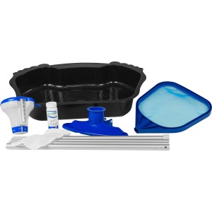 EXIT Pool Starterset mit Dosierschwimmer, Teststreifen, Reinigungsset und Fußbad.