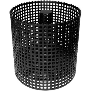 Schwarzer, runder Lienbacher Pelletsbrennkorb aus Metall für Kaminöfen.