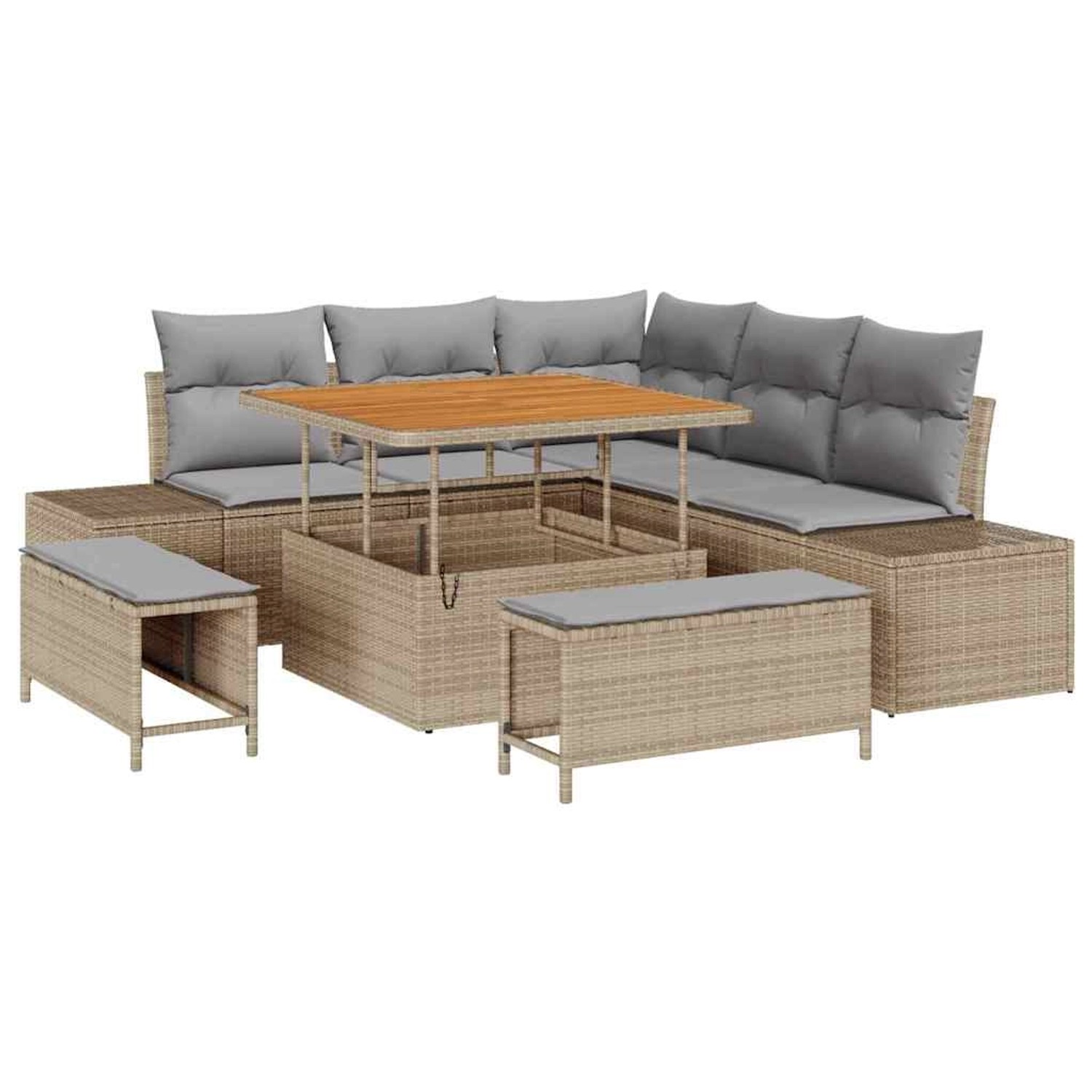 vidaXL Garten-Sofa-Set mit Kissen 8-Tlg Beige Poly Rattan 3362777 günstig online kaufen