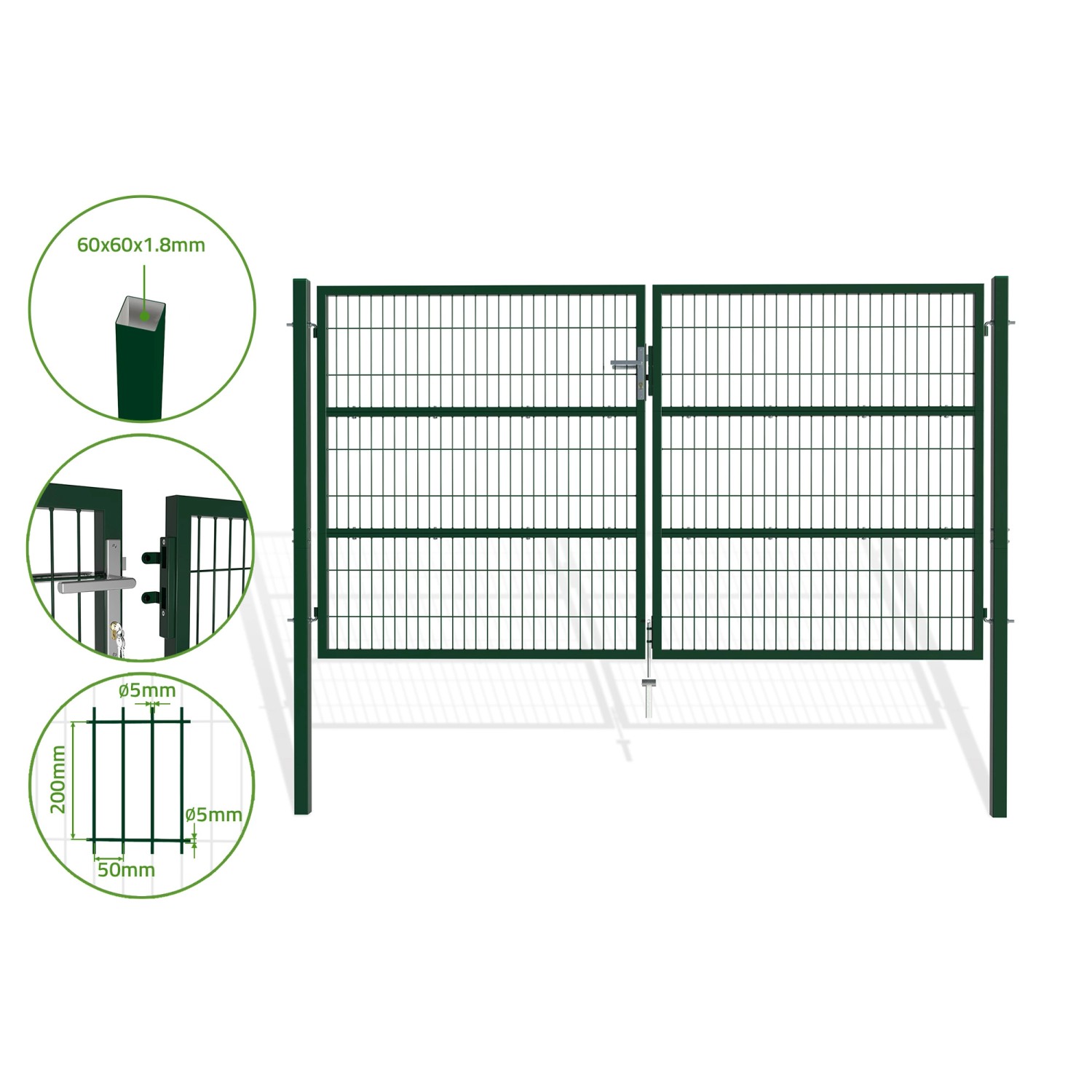 Casanoov Zauntor 2 Flügelig 3M Razo H 160Cm & Zauntür 1M Razo H 160Cm Grün günstig online kaufen