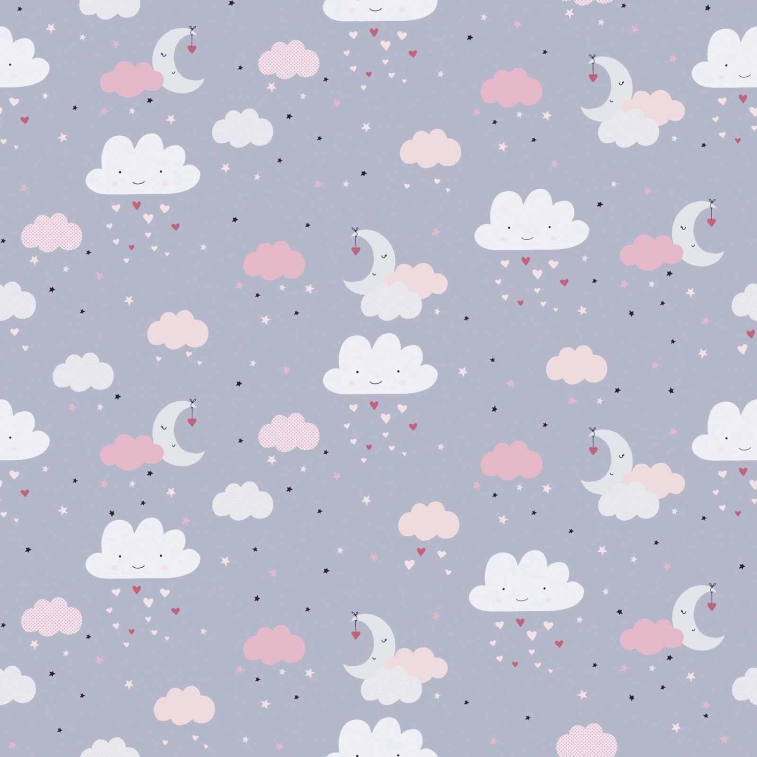 Bricoflor Baby Tapete mit Wolken Tapete mit Mond Sternen und Herzen für Kinderzimmer Vlies Kindertapete Ideal für Babyzimmer Von Jungen und Mädchen