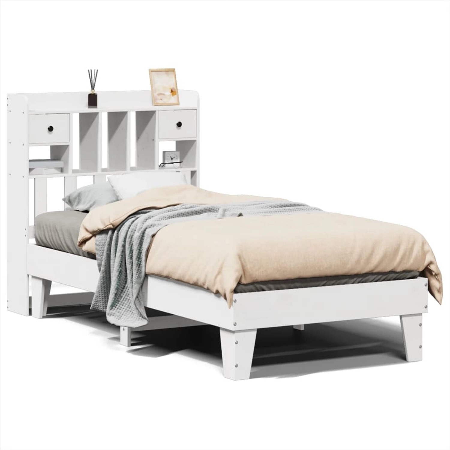 vidaXL Massivholzbett ohne Matratze Weiß 75x190 cm Kiefernholz 3308868 günstig online kaufen