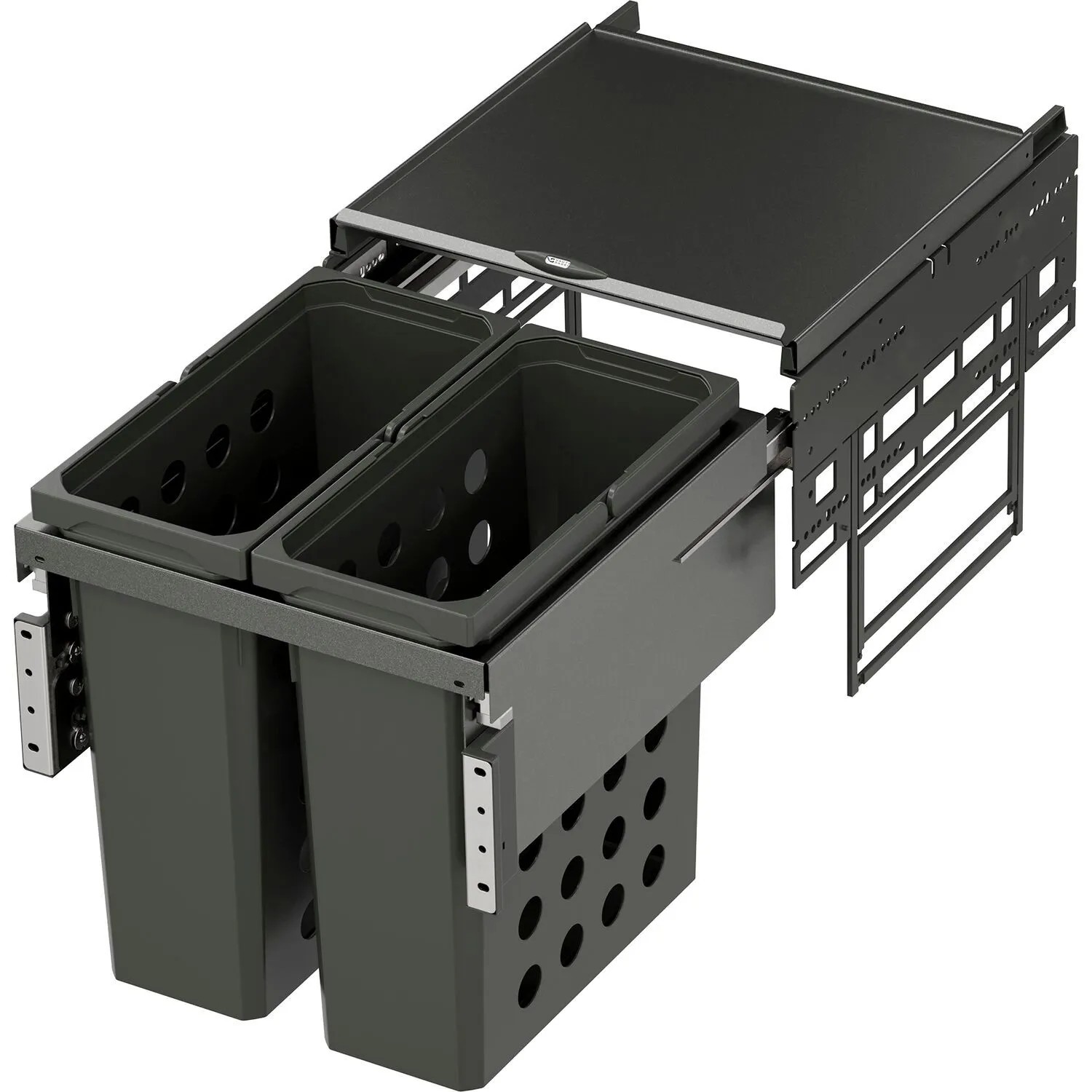 Vauth-Sagel Einbau Wäschekorb für Schrankeinbau in Korpusbreite 450 mm 2x21, Weiß