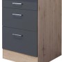 Flex-Well Auszugsunterschrank Morena, 60 cm, Basaltgrau/San Remo Eiche, mit 3 Schubladen.