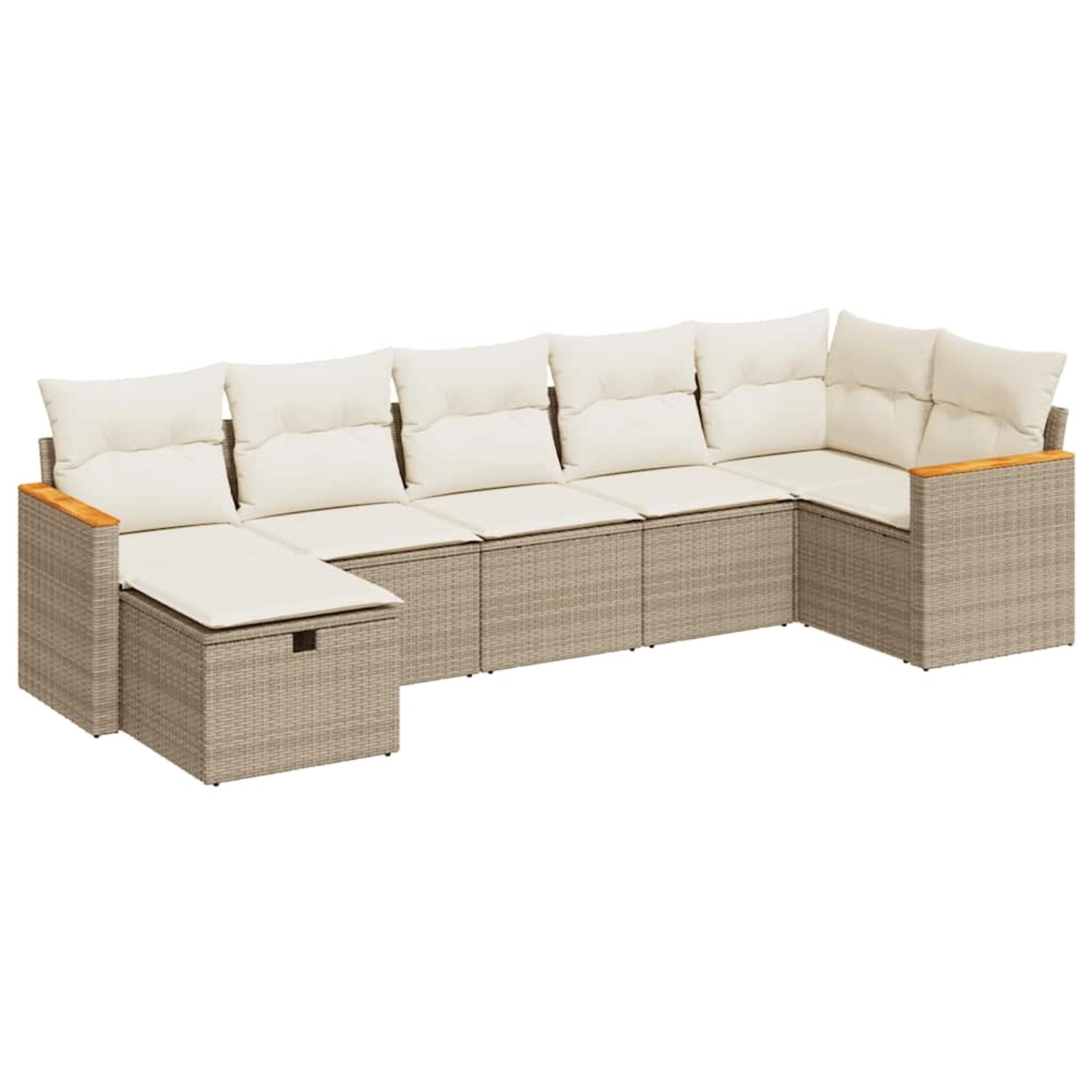 vidaXL 7-Tlg Garten-Sofagarnitur mit Kissen Beige Poly Rattan 3325929 günstig online kaufen