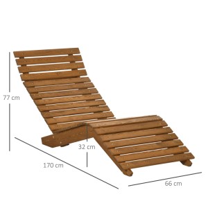 Outsunny Sonnenliege aus Lärchenholz, geschwungenes Design, ergonomisch, braun. Maße: 170x66x77 cm. Für Garten & Terrasse.