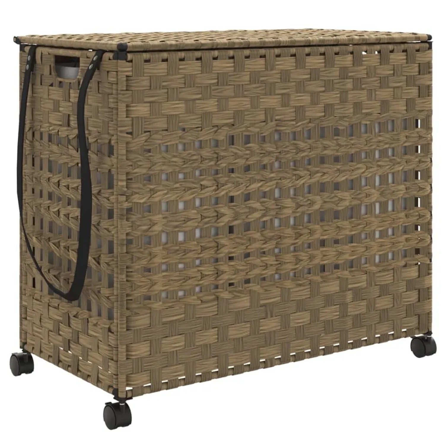 vidaXL Wäschekorb mit Rollen 66x35x60 cm Rattan 372044