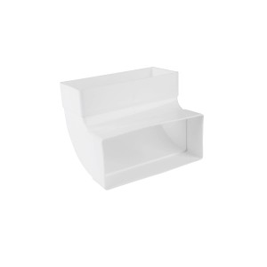 Weißer 90° Bogen für Flachkanalsystem 150, senkrecht.