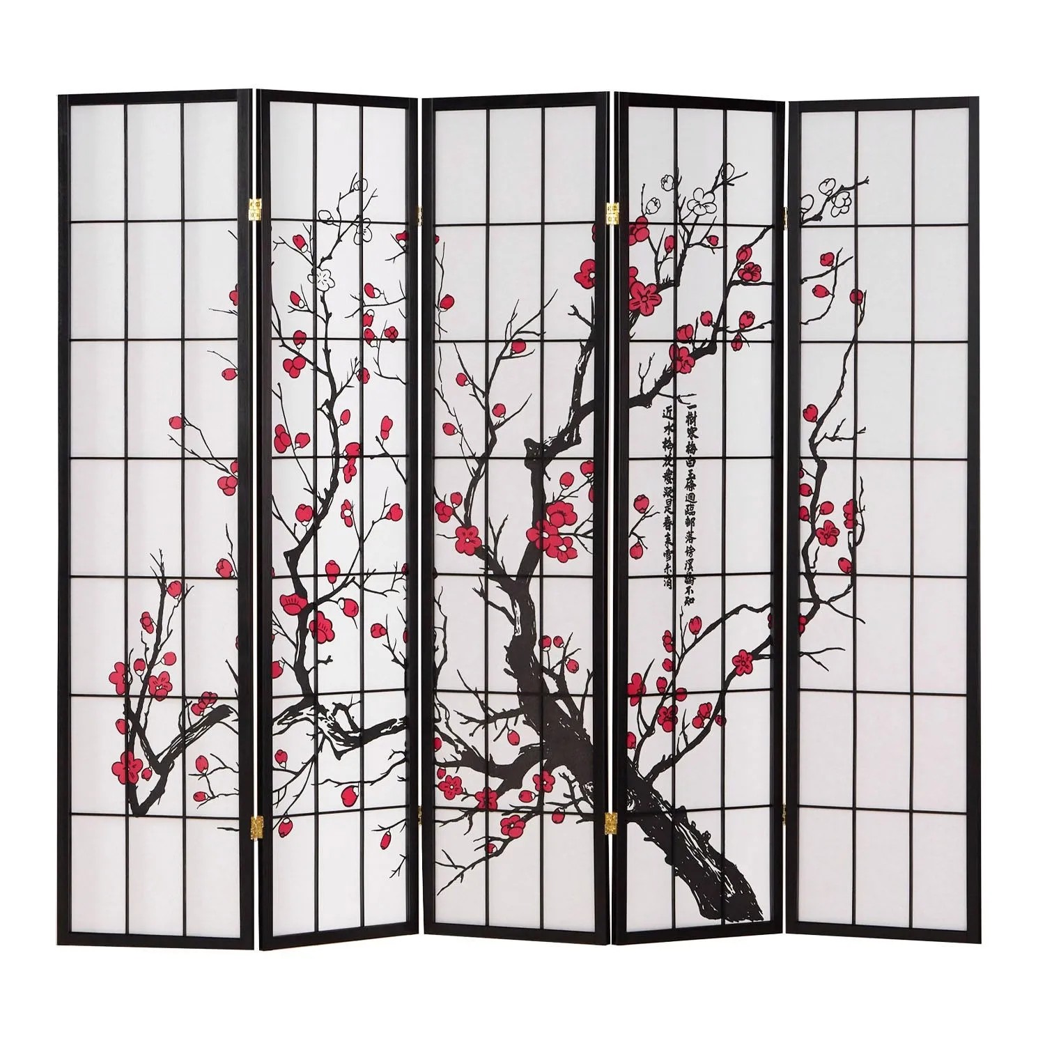 Homestyle4u 5-tlg. Paravent in Schwarz 220x179 cm 151