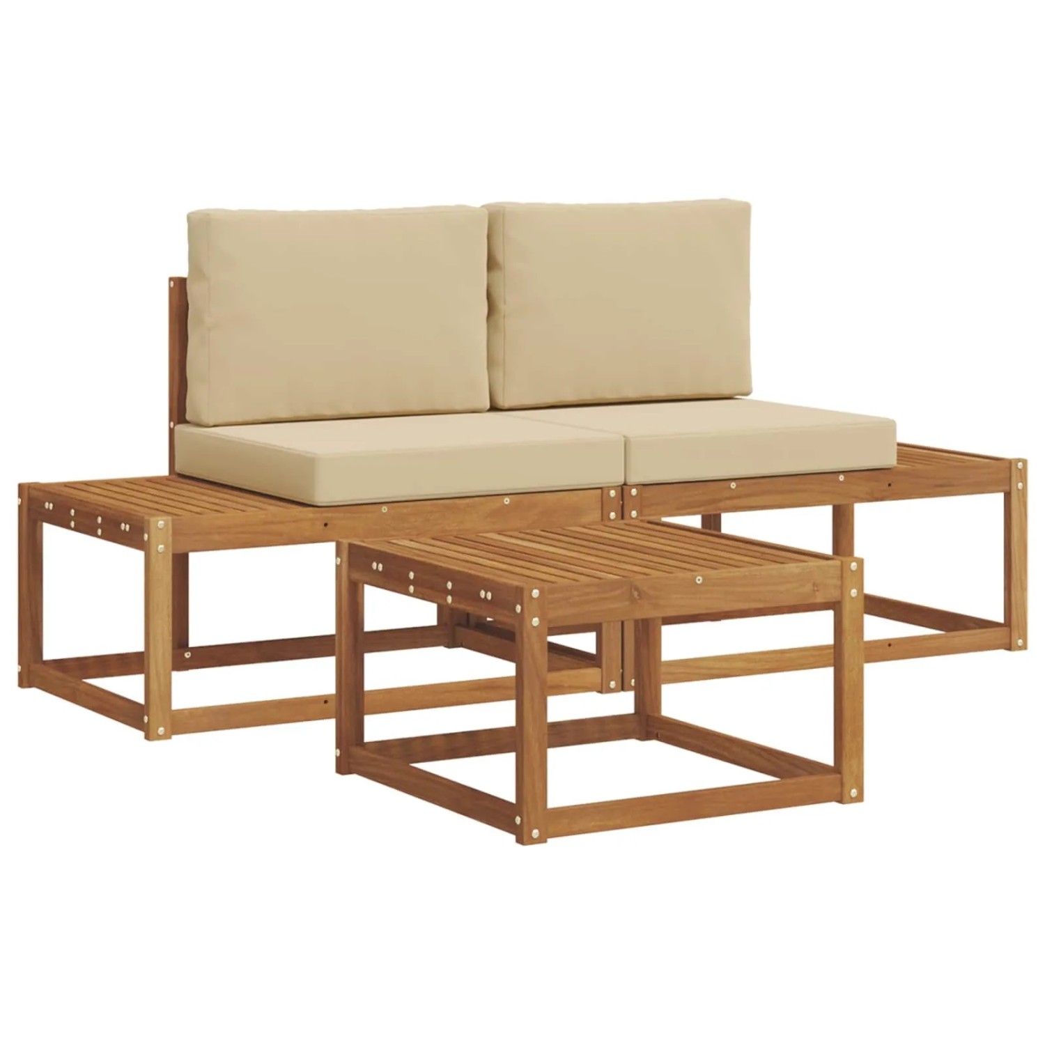 vidaXL Outdoor-Sofagarnitur mit Kissen 3-Tlg Natur 3366946