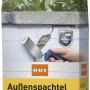 Verpackung OBI Außenspachtel Weiß 5 kg, zum Ausbessern von Rissen und Löchern im Außenbereich.