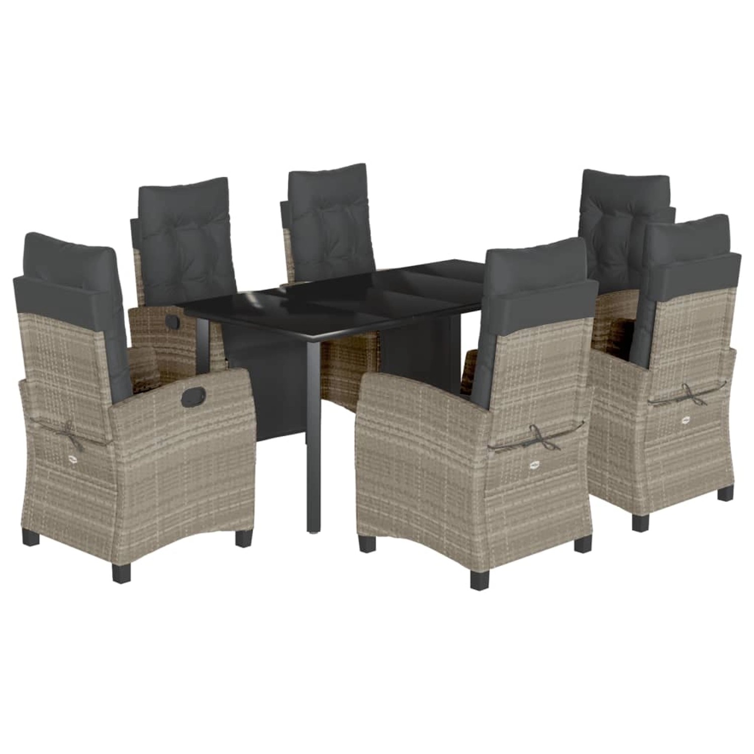 vidaXL 7-Tlg Garten-Essgruppe mit Kissen Hellgrau Poly Rattan 3213041 günstig online kaufen