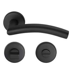 MeinTürgriff Drückergarnitur Neapel Edelstahl Schwarz Türgriff Türdrücker Rosettengarnitur WC