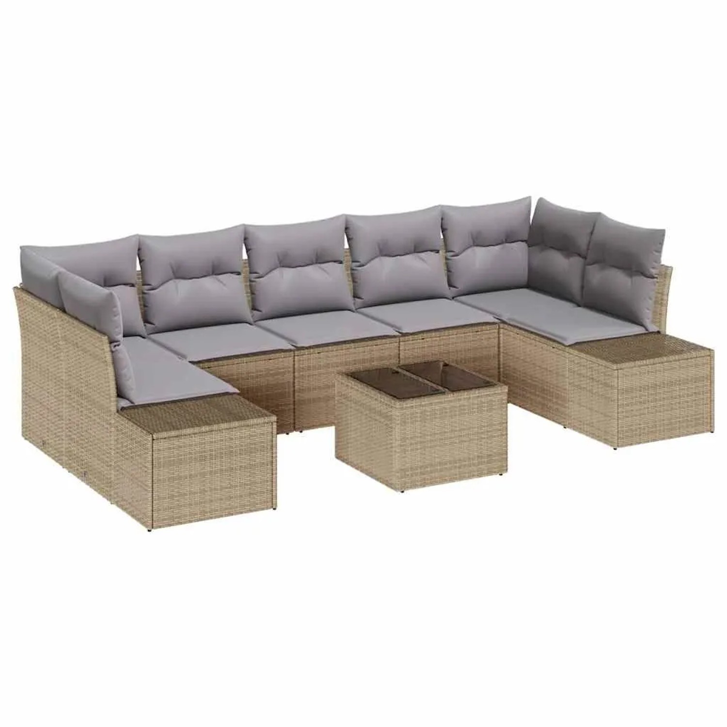vidaXL Gartensofa-set mit Kissen 8-Tlg Beige und Grau Poly-Rattan 3355649 günstig online kaufen
