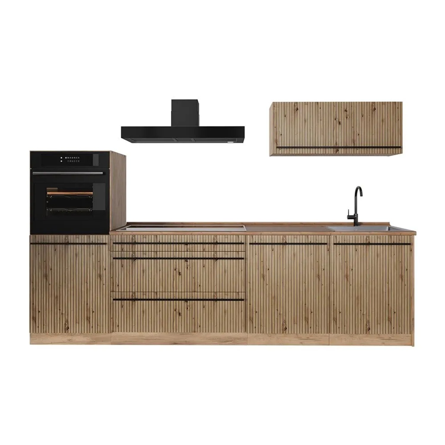 Vicco Küchenzeile R-Line Artisan-Eiche/Goldkraft Eiche 280 x 143 Arbeitsplatte Goldkraft Eiche Art Nr 67250