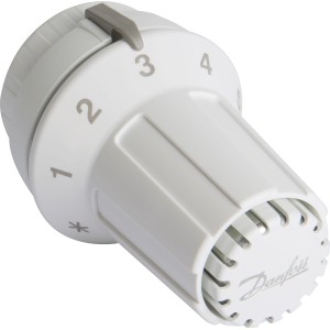 Danfoss Thermostatkopf für Heizkörper-Thermostat-Set, weiße Ausführung mit Zahlen 1-5.