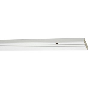 Weiße, 3-läufige Gardinia Vorhangschiene GE3, 150 cm lang, zur Deckenmontage.