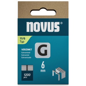 Novus Flachdrahtklammern G 11, 6 mm, 1200 Stück, verzinkt für Tacker.