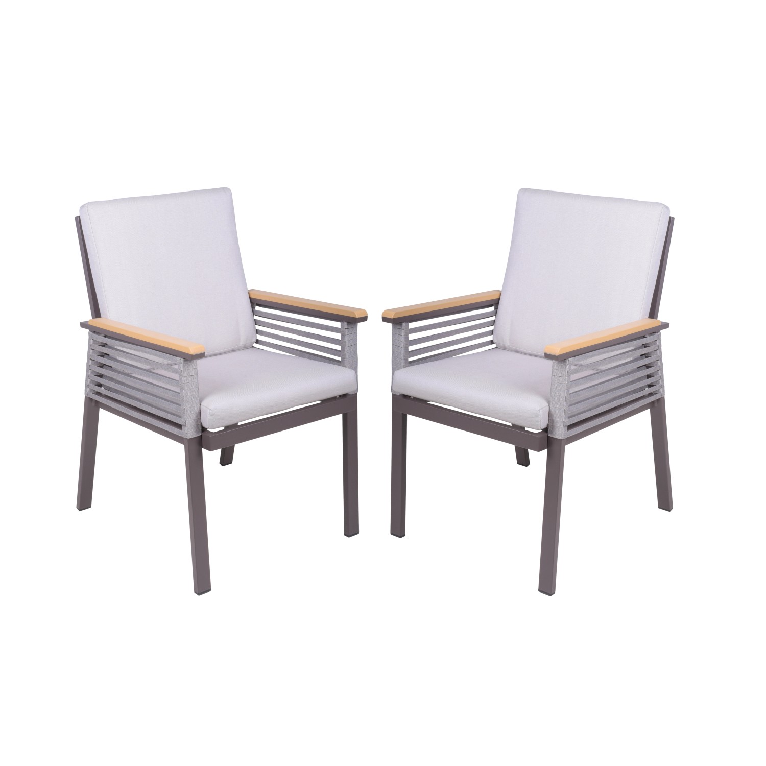 Garden Pleasure Stuhl Denia mit Auflage 2er Set 86 x 56 x 63 cm Hellgrau günstig online kaufen