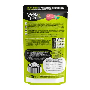 Lucky Lou Katzen-Nassfutter Wildschwein, 125g Packung. Alleinfutter für Katzen.