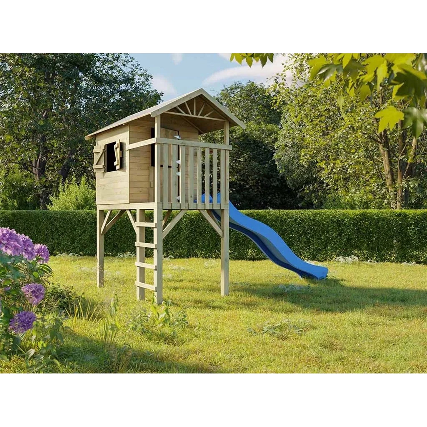 Prestige Garden Stelzenhaus Tree Hut KDI Inklusive Rutsche Blau