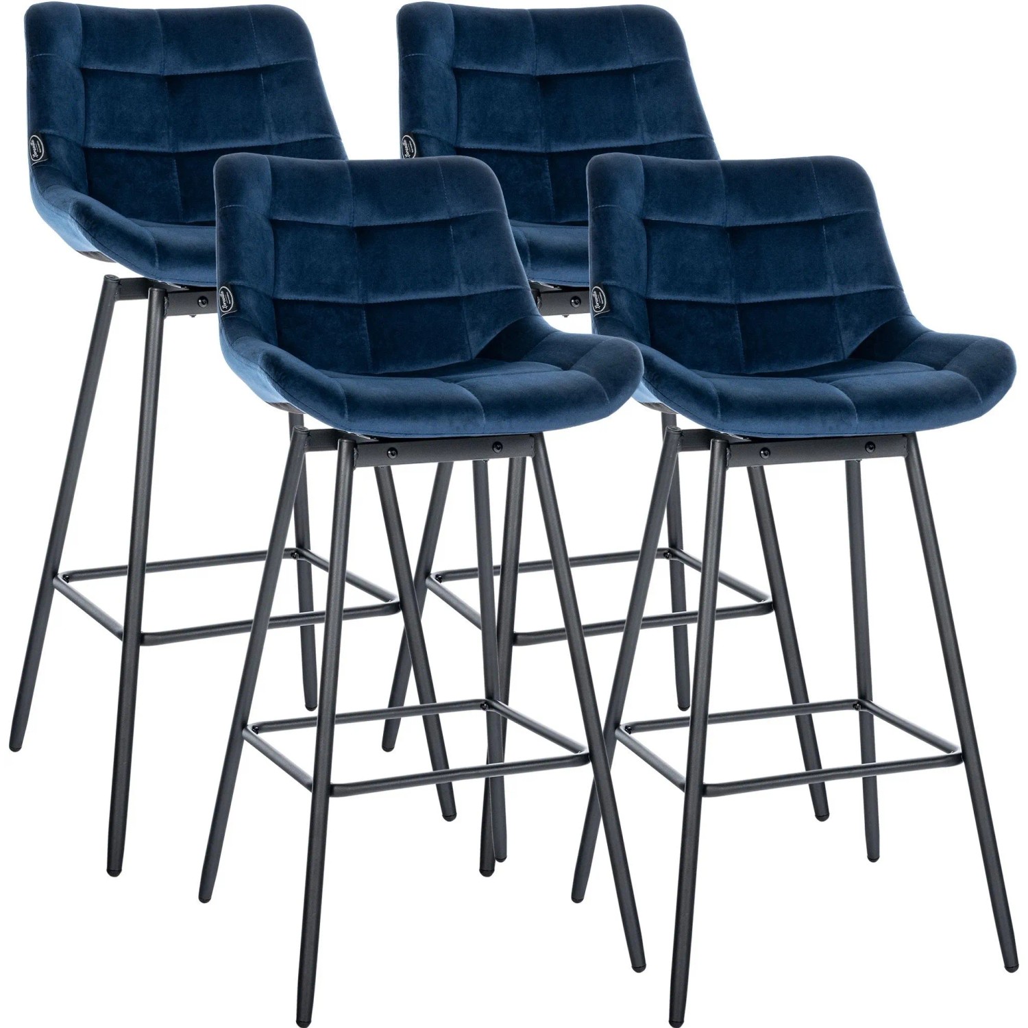 CLP 4er Set Barhocker Weston Schwenkbar Blau/Samt