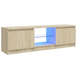 VidaXL TV-Schrank mit LED-Beleuchtung, Sonoma-Eiche, 120 cm breit. Wohnwand-Element mit Fächern und RGB-Lichtern.