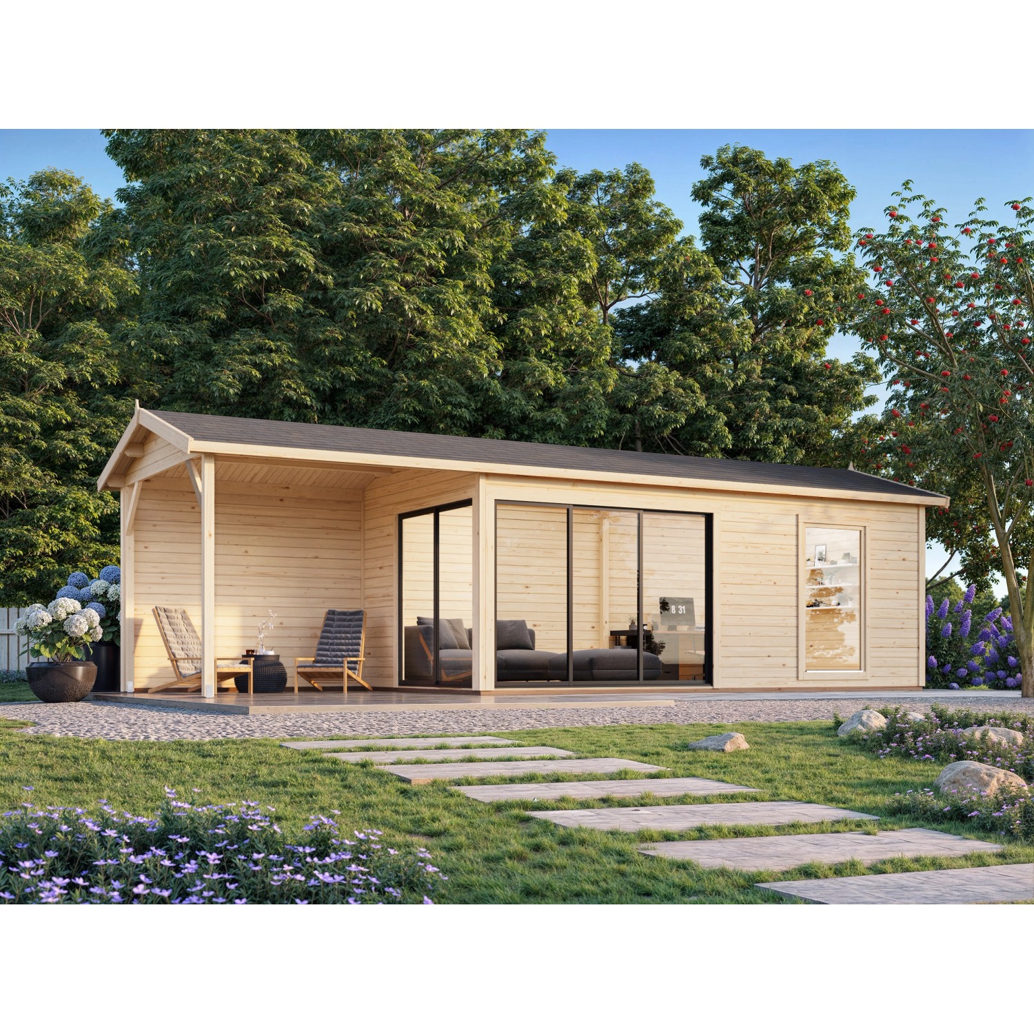 Palmako Gartenhaus Amanda Slide 873 x 300 cm Weiß-Anthrazit FSC® günstig online kaufen