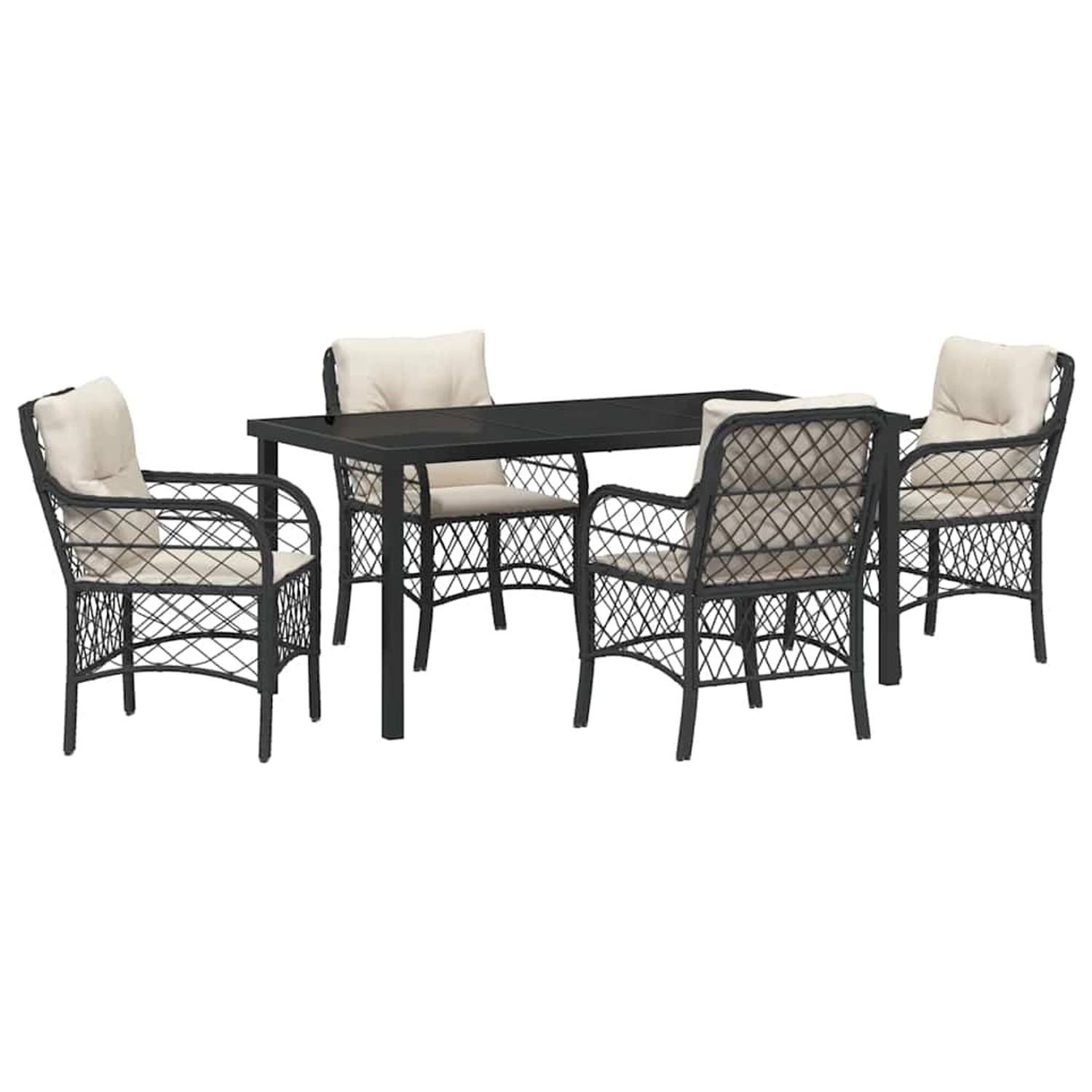 vidaXL Garten Essgruppe mit Kissen 5-Tlg Schwarz Poly Rattan 3380200 günstig online kaufen