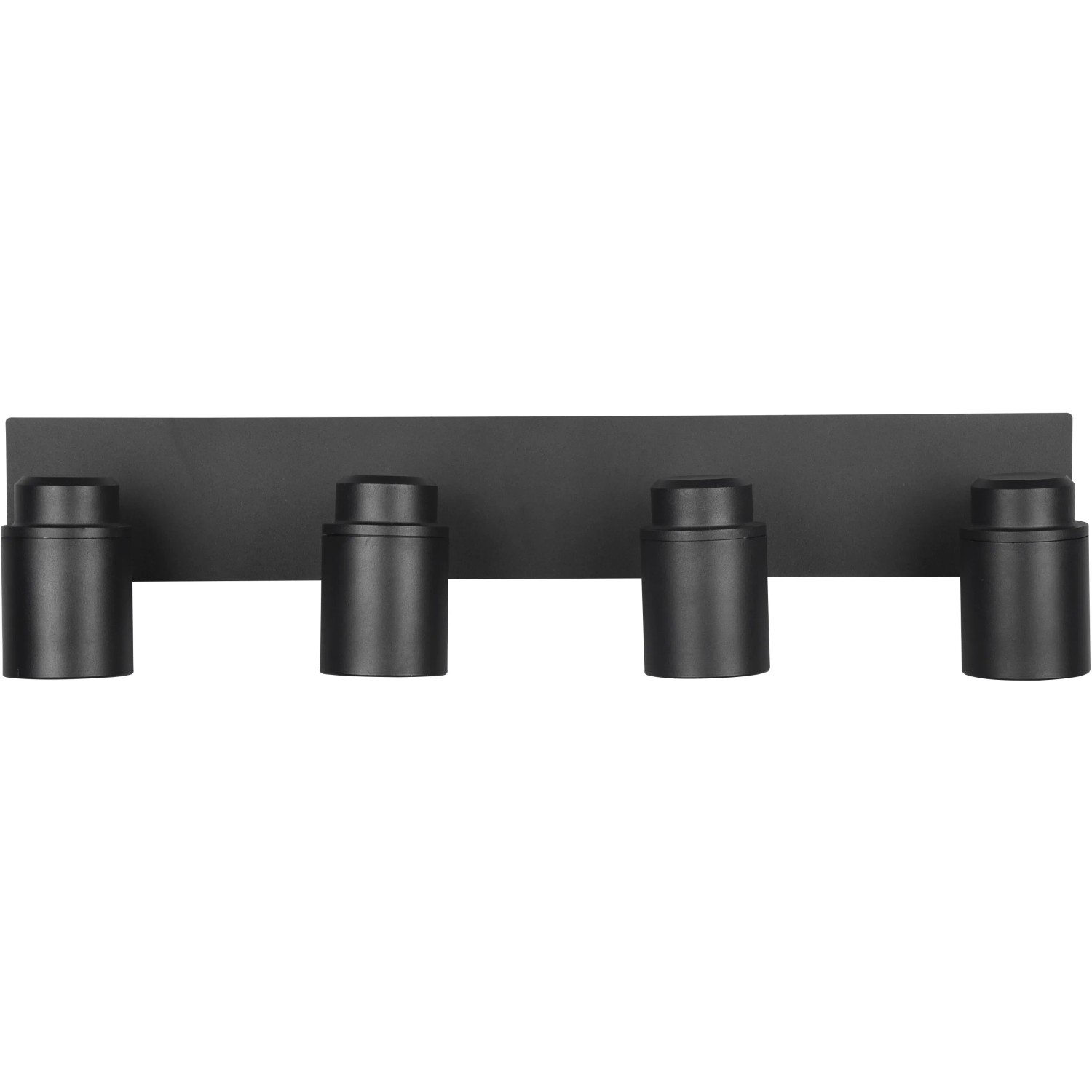 Schwarze, matte Trio Deckenleuchte Angelo mit vier Strahlern für GU10 Leuchtmittel.