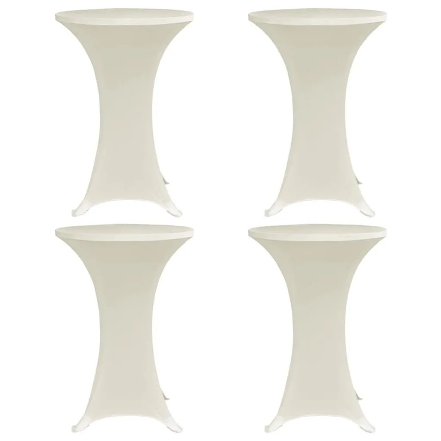 DELUKE Tischhussen Für Stehtische 4er Set AMAU Stretchhusse Ø60cm Cremefarben Hussen Elastisch Stehtischhusse Stehtisch-...