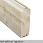 Detailaufnahme einer 45 mm Blockbohle mit Doppelnut für Skan Holz Gartenhaus Bern.