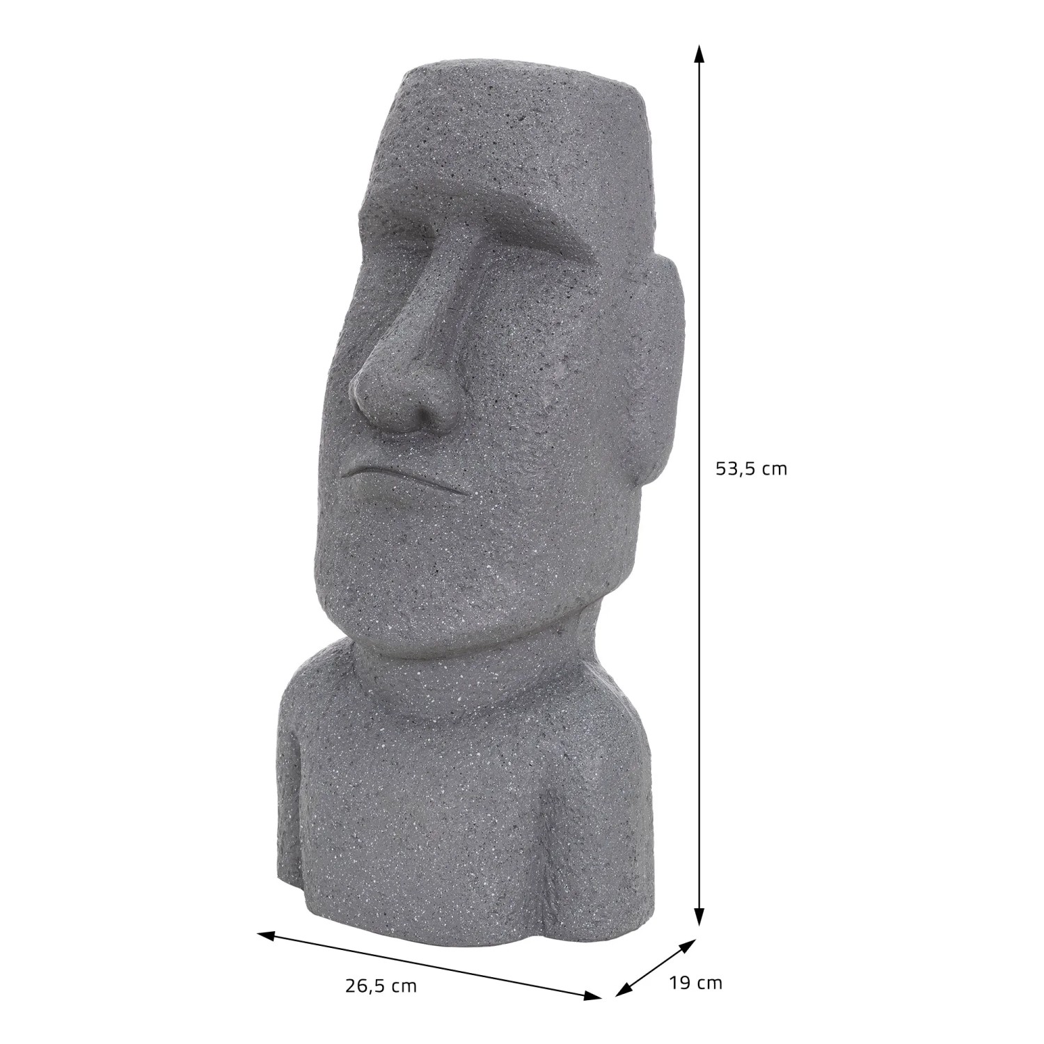 Graue Moai Figur Rapa Nui (53,5 cm) von ECD Germany aus Kunstharz für exotische Gartendeko.