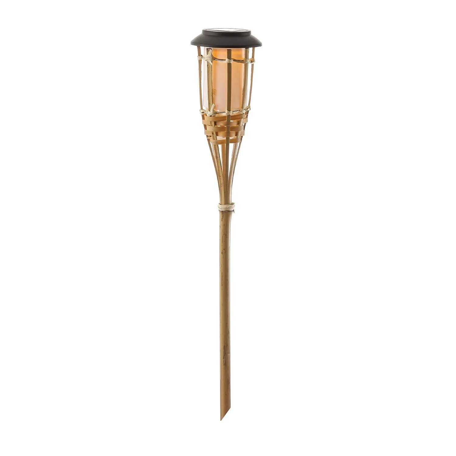 Marelida LED Solar Gartenfackel Bambus Solarfackel Terrasse Gartenbeleuchtung Natur 60cm