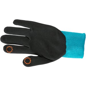 Gardena Pflanzhandschuh Größe XL, schwarz mit türkisfarbenem Bund und Touchfunktion.