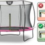 EXIT Silhouette Trampolin, D244cm, rosa, mit Sicherheitsnetz und Fußschutzsystem.