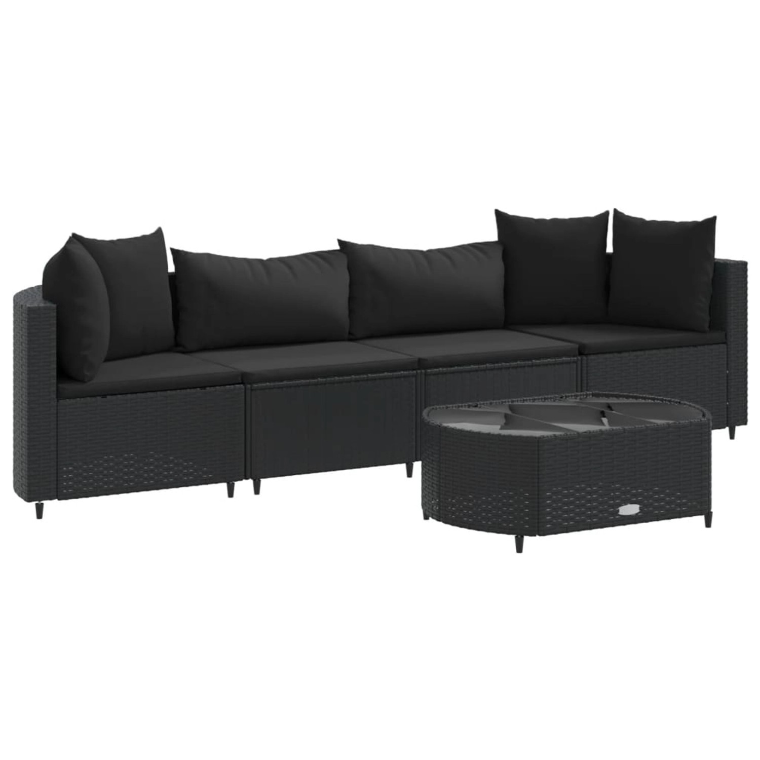 vidaXL 5-tlg Garten-Sofagarnitur mit Kissen Schwarz Poly Rattan Modell 161 günstig online kaufen