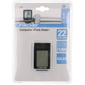 Fischer Fahrradcomputer Funk Solar, schwarz, verpackt. Kabelloser Fahrrad-Tacho mit Solarfunktion.