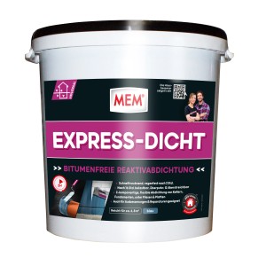 Eimer MEM Express-Dicht 25kg, Bauabdichtung für Keller, Sockel und mehr. Flexibel, rissüberbrückend und schnell trocknend.