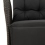 Detailaufnahme: Schwarzer Gartenstuhl aus Polyrattan mit Kissen, Teil der 7-tlg. vidaXL Essgruppe.