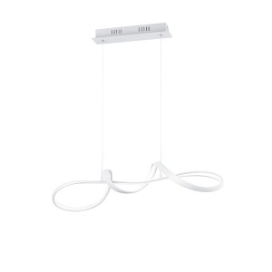 Moderne, dimmbare LED-Pendelleuchte Perugia in Weiß Matt, 81x46cm, für Wohn- und Essbereich.