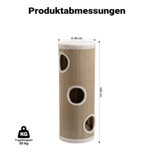 Fudajo Forest Kratztonne Gelb-Creme 106Cm Ø40Cm Kratzturm Kratzbaum Katzentonne