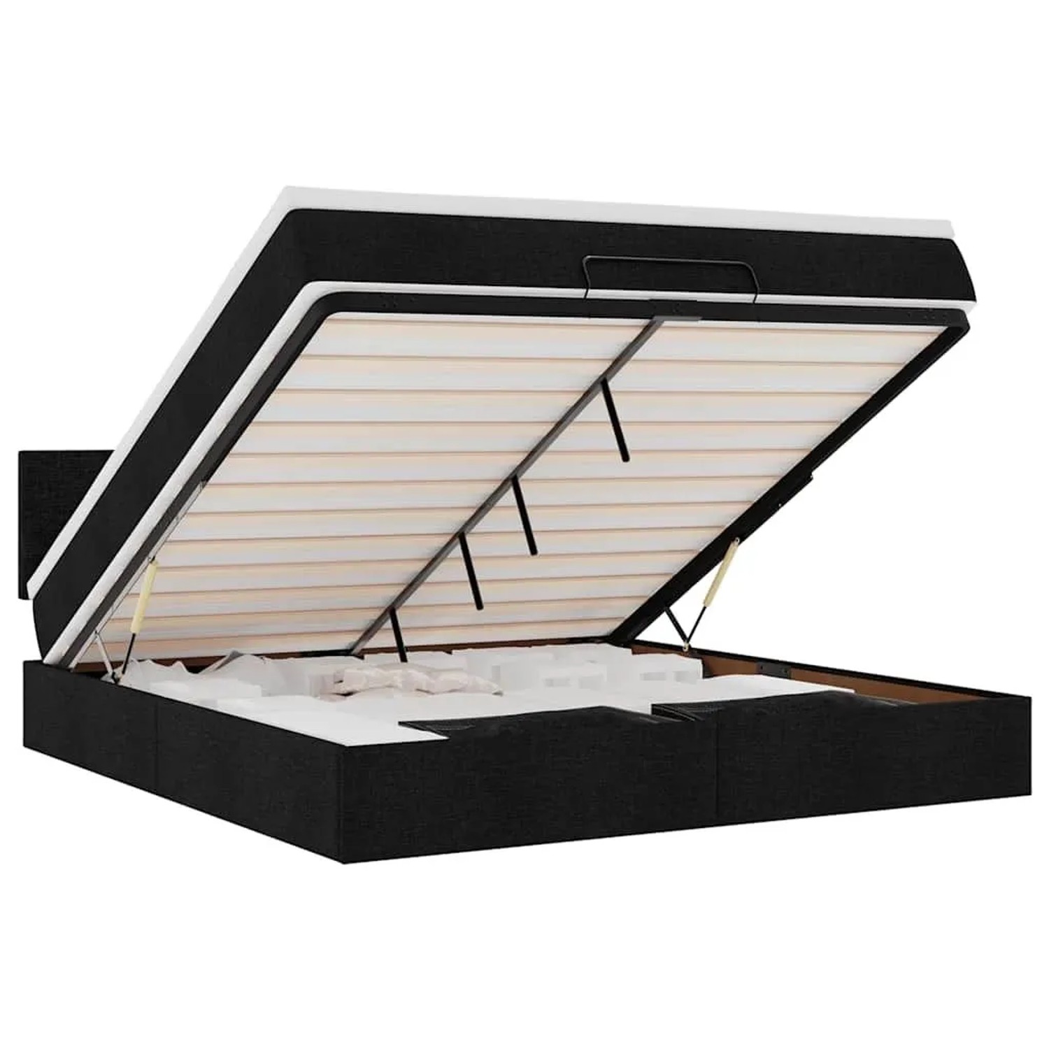 vidaXL Ottomane Bett mit Matratze und LEDs Schwarz 180x200 cm Stoff 3312245